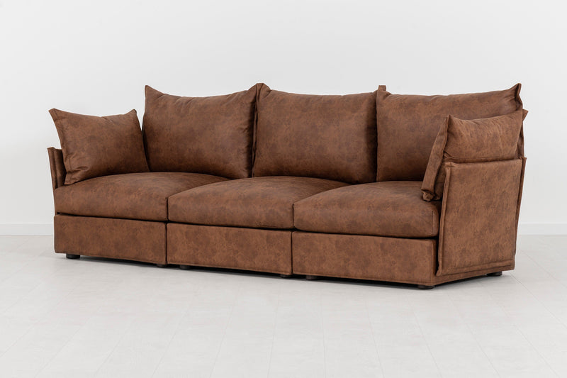 Model 06 3 Seater Sofa Faux Leather Chestnut