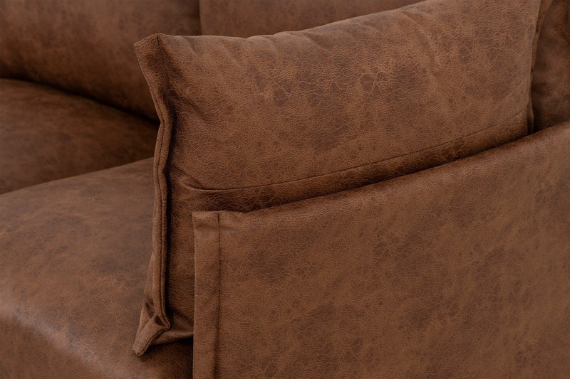 Model 06 3 Seater Sofa Faux Leather Chestnut
