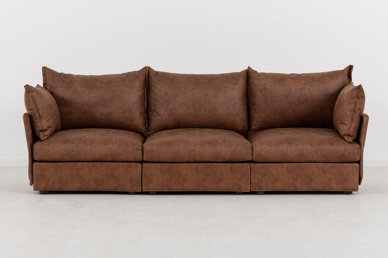 Model 06 3 Seater Sofa Faux Leather Chestnut