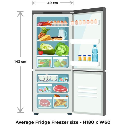 Fridgemaster MC50165E 143cm High 60/40 Small Fridge Freezer - White - E Rated