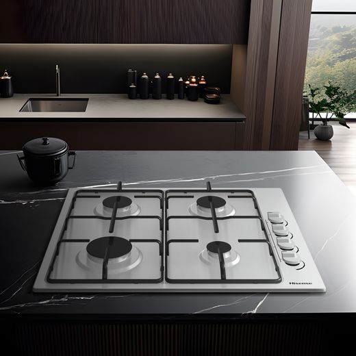 Hisense GM642XHS 60cm Gas Hob - Stainless Steel