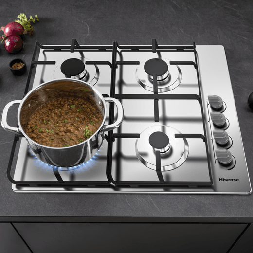 Hisense GM642XHS 60cm Gas Hob - Stainless Steel