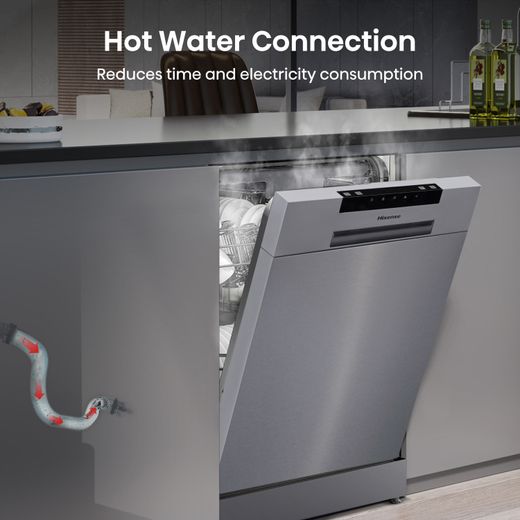 Hisense Slimline Dishwasher - Stainless Steel - E Rated