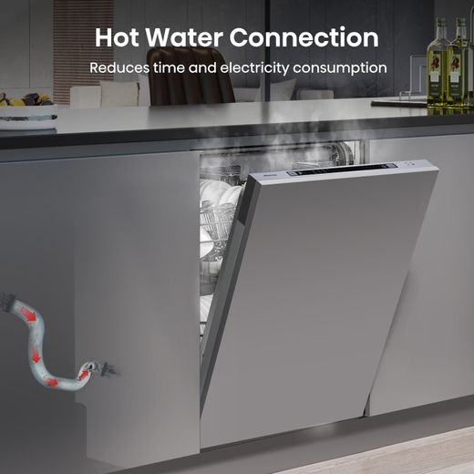 Hisense Fully Integrated Slimline Dishwasher - Silver Control Panel with Fixed Door Fixing Kit - E Rated
