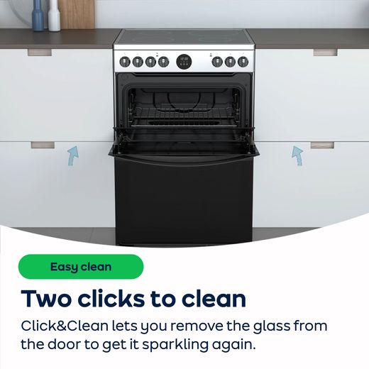 Indesit 60cm Electric Cooker with Ceramic Hob - White - A/A Rated