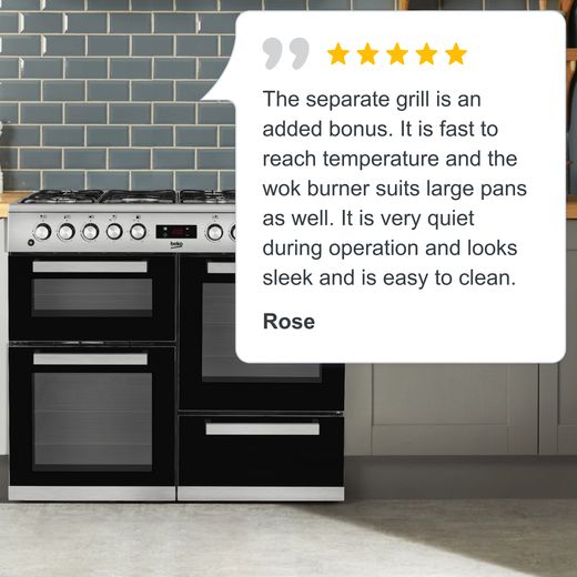Beko 100cm Dual Fuel Range Cooker - Stainless Steel - A/A Rated
