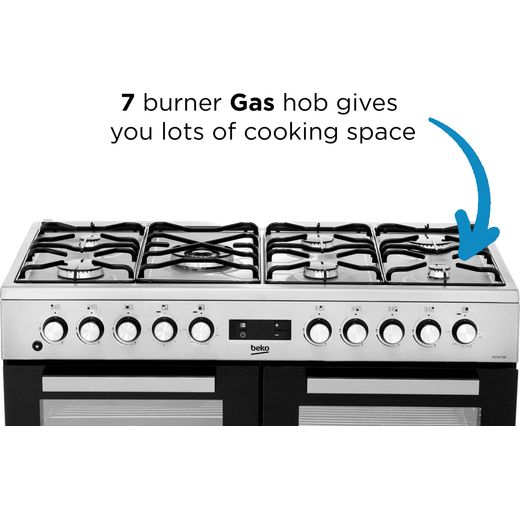 Beko 100cm Dual Fuel Range Cooker - Stainless Steel - A/A Rated