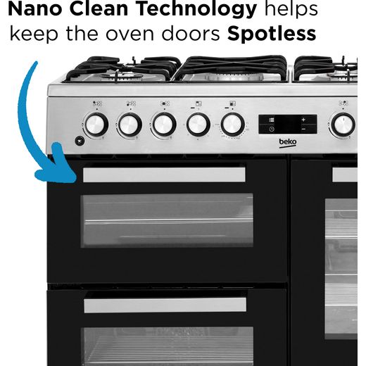 Beko 100cm Dual Fuel Range Cooker - Stainless Steel - A/A Rated