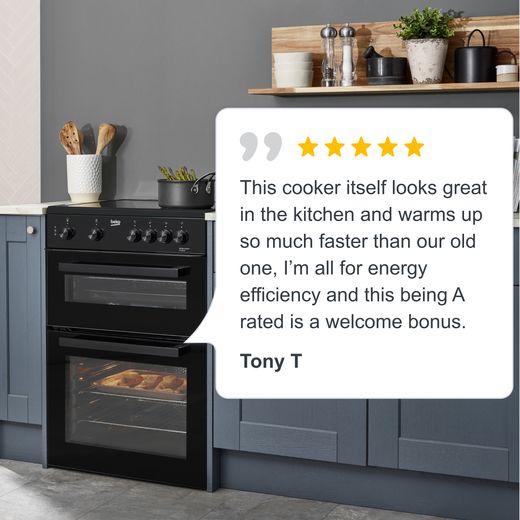 Beko 60cm Electric Cooker with Ceramic Hob - Black - A Rated