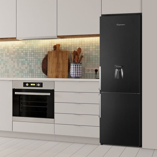Fridgemaster Freestanding 180cm High E Rated 70/30 Fridge Freezer - Black - MC55265DEB