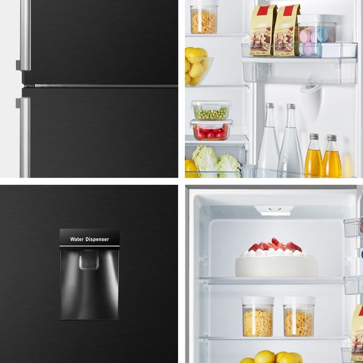 Fridgemaster Freestanding 180cm High E Rated 70/30 Fridge Freezer - Black - MC55265DEB