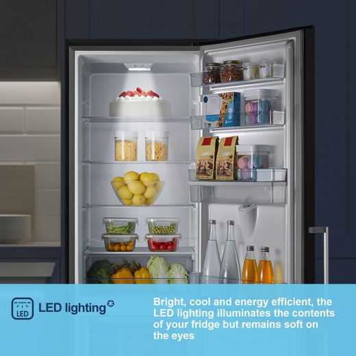 Fridgemaster Freestanding 180cm High E Rated 70/30 Fridge Freezer - Black - MC55265DEB