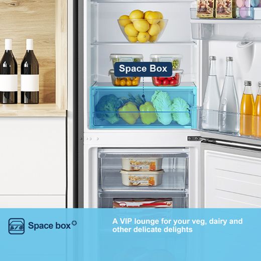 Fridgemaster Freestanding 180cm High E Rated 70/30 Fridge Freezer - Black - MC55265DEB