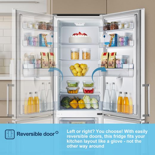 Fridgemaster Freestanding 180cm High E Rated 70/30 Fridge Freezer - White - MC55265DE
