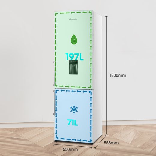 Fridgemaster Freestanding 180cm High E Rated 70/30 Fridge Freezer - White - MC55265DE