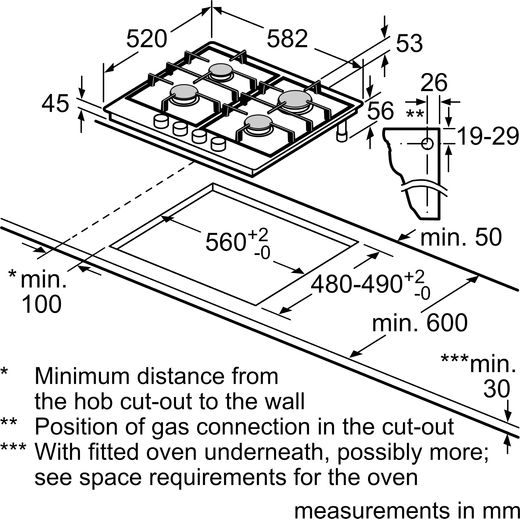 Bosch Series 4 PGP6B5K90 Built In Gas Hob - Stainless Steel