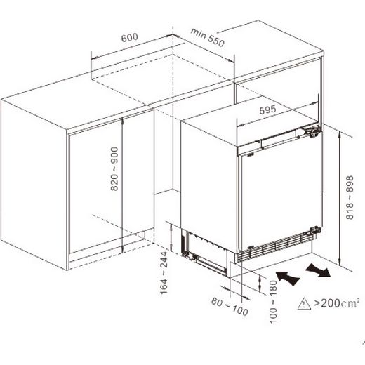 Hisense RUL178D4AWE Integrated Under Counter 82cm High Fridge - Fixed Door Fixing Kit - White - E Rated