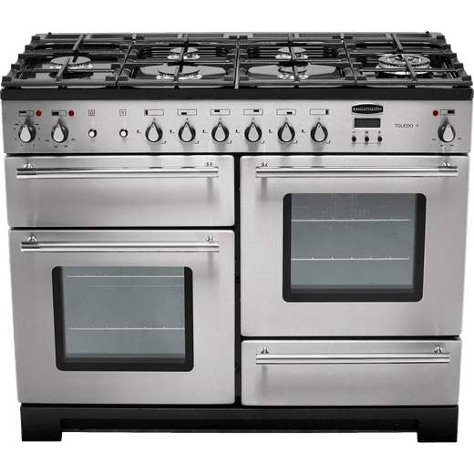 Rangemaster Toledo + 110cm Dual Fuel Range Cooker - Stainless Steel / Chrome - A/A Rated