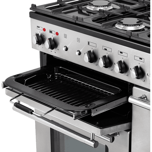 Rangemaster Toledo + 110cm Dual Fuel Range Cooker - Stainless Steel / Chrome - A/A Rated