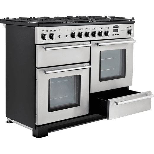 Rangemaster Toledo + 110cm Dual Fuel Range Cooker - Stainless Steel / Chrome - A/A Rated