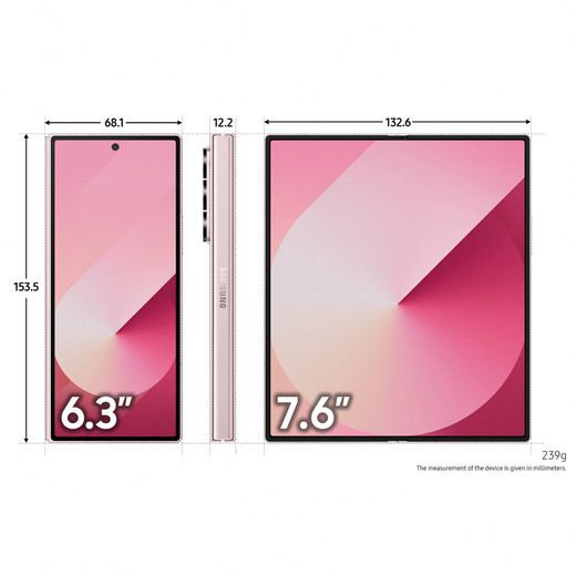 Samsung Galaxy Z Fold6 5G 256GB Folding Smart Phone in Pink