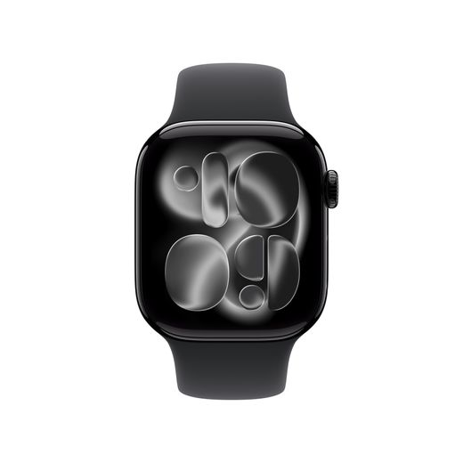 Apple Watch Series 11, 42mm, Jet Black Aluminium Case, GPS + Cellular [2025] - Black Sport Band - S/M