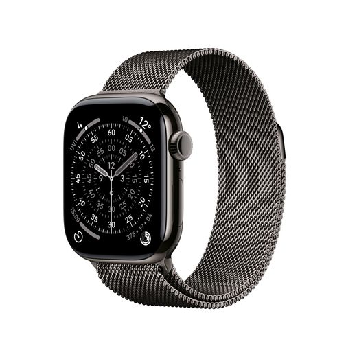 Apple Watch Series 11, 42mm, Slate Titanium Case, GPS + Cellular [2025] - Slate Milanese Loop