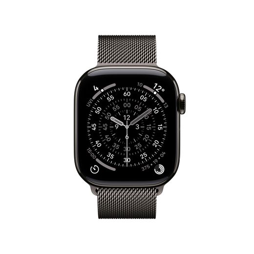 Apple Watch Series 11, 42mm, Slate Titanium Case, GPS + Cellular [2025] - Slate Milanese Loop