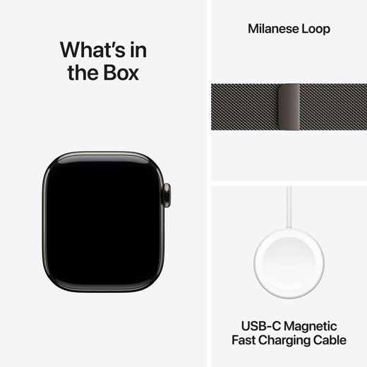 Apple Watch Series 11, 42mm, Slate Titanium Case, GPS + Cellular [2025] - Slate Milanese Loop