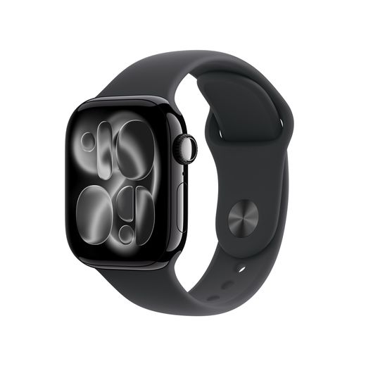Apple Watch Series 11, 42mm, Jet Black Aluminium Case, GPS [2025] - Black Sport Band - S/M