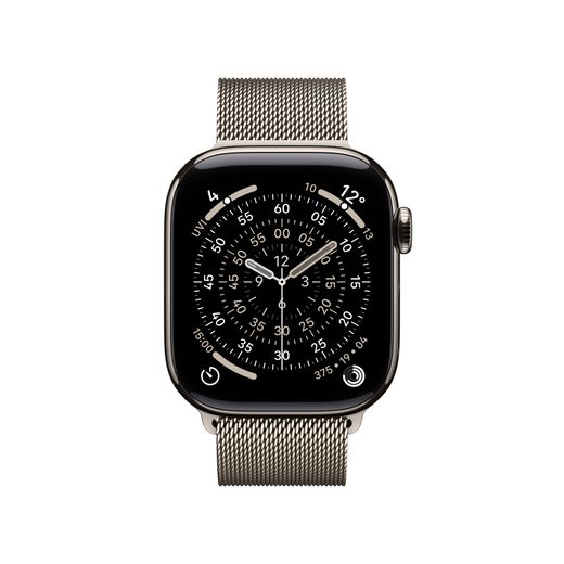 Apple Watch Series 11, 42mm, Natural Titanium Case, GPS + Cellular [2025] - Natural Milanese Loop