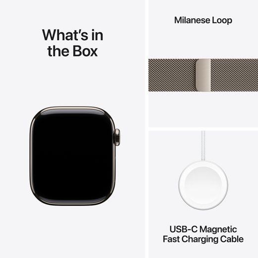 Apple Watch Series 11, 42mm, Natural Titanium Case, GPS + Cellular [2025] - Natural Milanese Loop