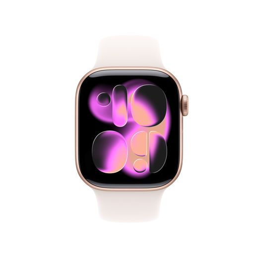Apple Watch Series 11, 42mm, Rose Gold Aluminium Case, GPS + Cellular [2025] - Light Blush Sport Band - S/M