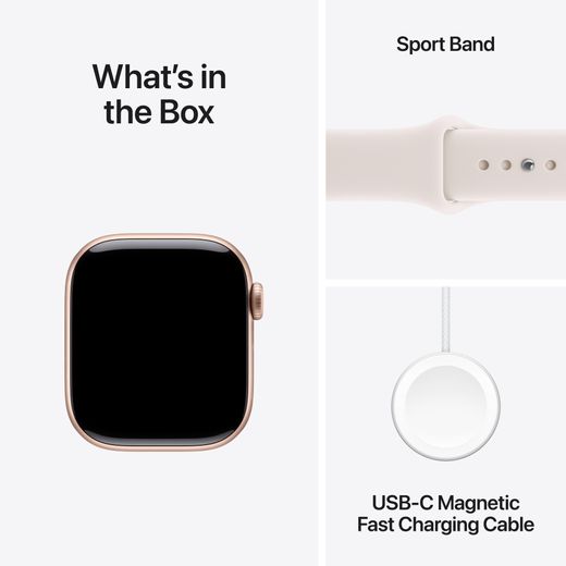 Apple Watch Series 11, 42mm, Rose Gold Aluminium Case, GPS + Cellular [2025] - Light Blush Sport Band - S/M