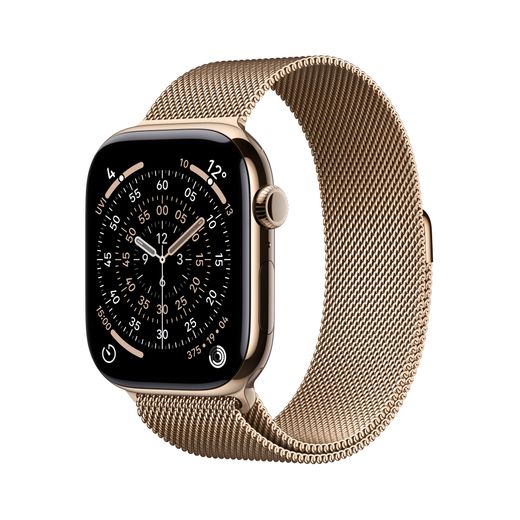 Apple Watch Series 11, 46mm, Gold Titanium Case, GPS + Cellular [2025] - Gold Milanese Loop - S/M