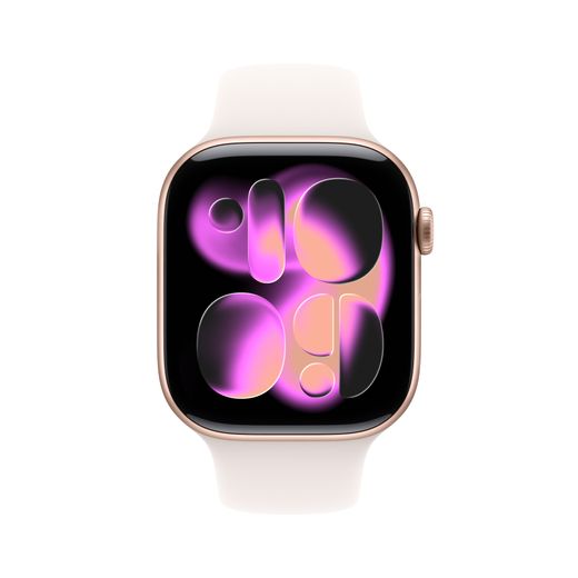 Apple Watch Series 11, 46mm, Rose Gold Aluminium Case, GPS + Cellular [2025] - Light Blush Sport Band - S/M