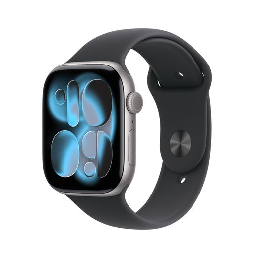 Apple Watch Series 11, 46mm, Space Grey Aluminium Case, GPS + Cellular [2025] - Black Sport Band - S/M