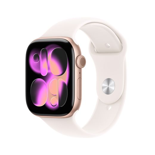 Apple Watch Series 11, 46mm, Rose Gold Aluminium Case, GPS [2025] - Light Blush Sport Band - S/M