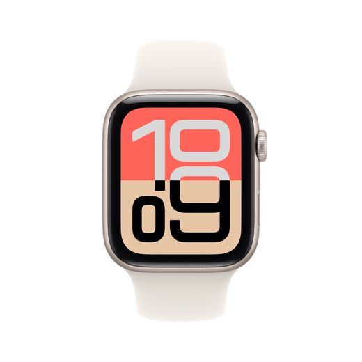 Apple Watch SE 3, 44mm, Starlight Aluminium Case, GPS + Cellular [2025] - Starlight Sport Band - S/M