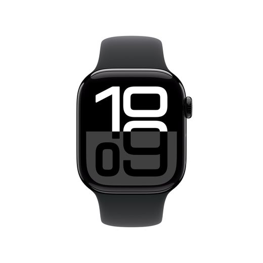 Apple Watch Series 10, 42mm, Jet Black Aluminium Case, GPS [2024] - Black Sport Band - S/M