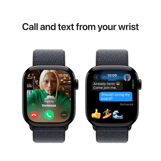 Apple Watch Series 10, 42mm, Jet Black Aluminium Case, GPS [2024] - Ink Sport Loop