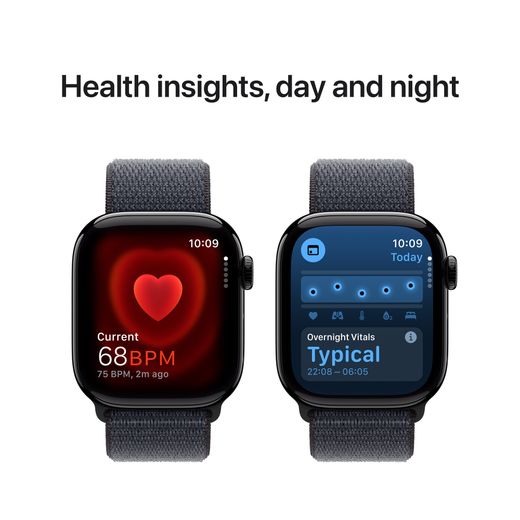 Apple Watch Series 10, 42mm, Jet Black Aluminium Case, GPS + Cellular [2024] - Ink Sport Loop