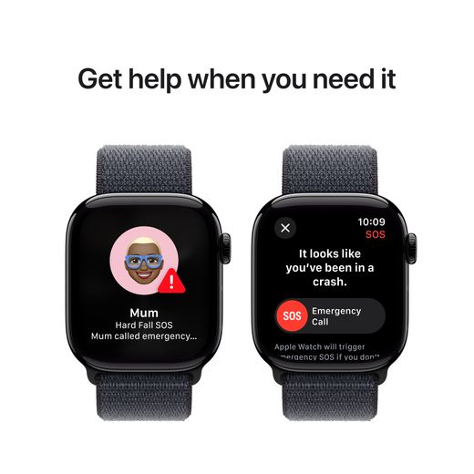 Apple Watch Series 10, 42mm, Jet Black Aluminium Case, GPS + Cellular [2024] - Ink Sport Loop