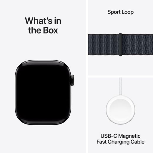Apple Watch Series 10, 42mm, Jet Black Aluminium Case, GPS + Cellular [2024] - Ink Sport Loop