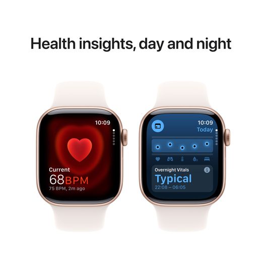 Apple Watch Series 10, 42mm, Rose Gold Aluminium Case, GPS [2024] - Light Blush Sport Band - S/M