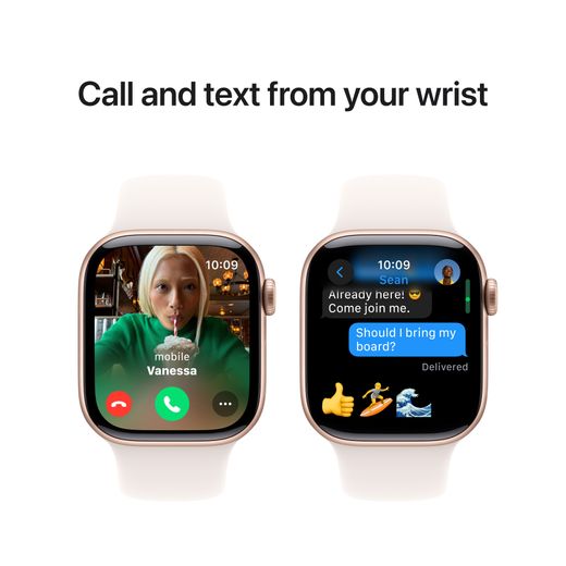Apple Watch Series 10, 42mm, Rose Gold Aluminium Case, GPS [2024] - Light Blush Sport Band - S/M