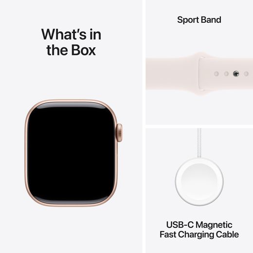 Apple Watch Series 10, 42mm, Rose Gold Aluminium Case, GPS + Cellular [2024] - Light Blush Sport Band - S/M
