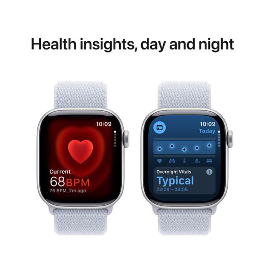 Apple Watch Series 10, 42mm, Silver Aluminium Case, GPS + Cellular [2024] - Blue Cloud Sport Loop