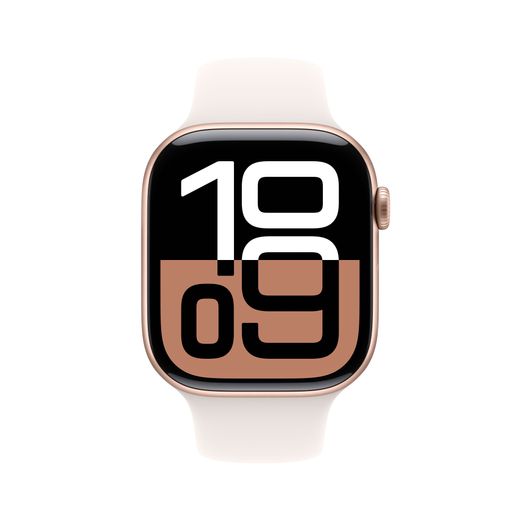 Apple Watch Series 10, 46mm, Rose Gold Aluminium Case, GPS [2024] - Light Blush Sport Band - S/M