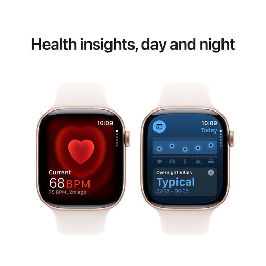 Apple Watch Series 10, 46mm, Rose Gold Aluminium Case, GPS [2024] - Light Blush Sport Band - S/M